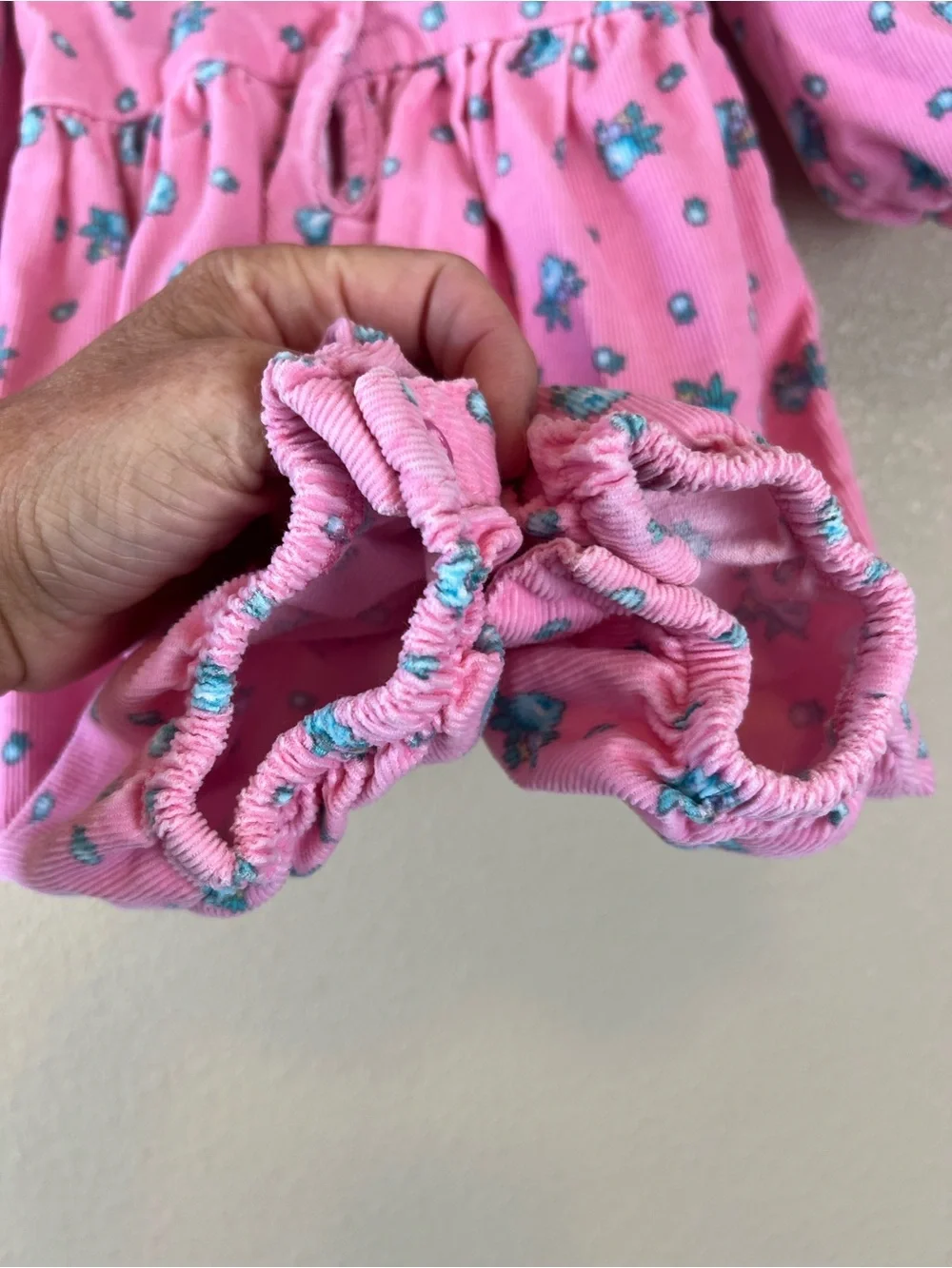 Oshkosh vintage pink & blue floral corduroy jumpsuit